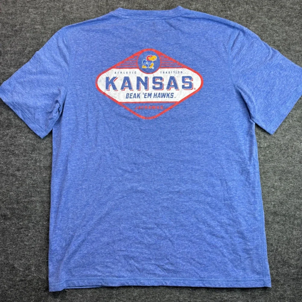 Champion Kansas Jayhawks T-Shirt Mens Large Blue‎ Pocket Tee - Picture 5 of 12